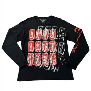 COCA-COLA WOMENS BLACK GRAPHIC LONG SLEEVE T-SHIRT SIZE MEDIUM
